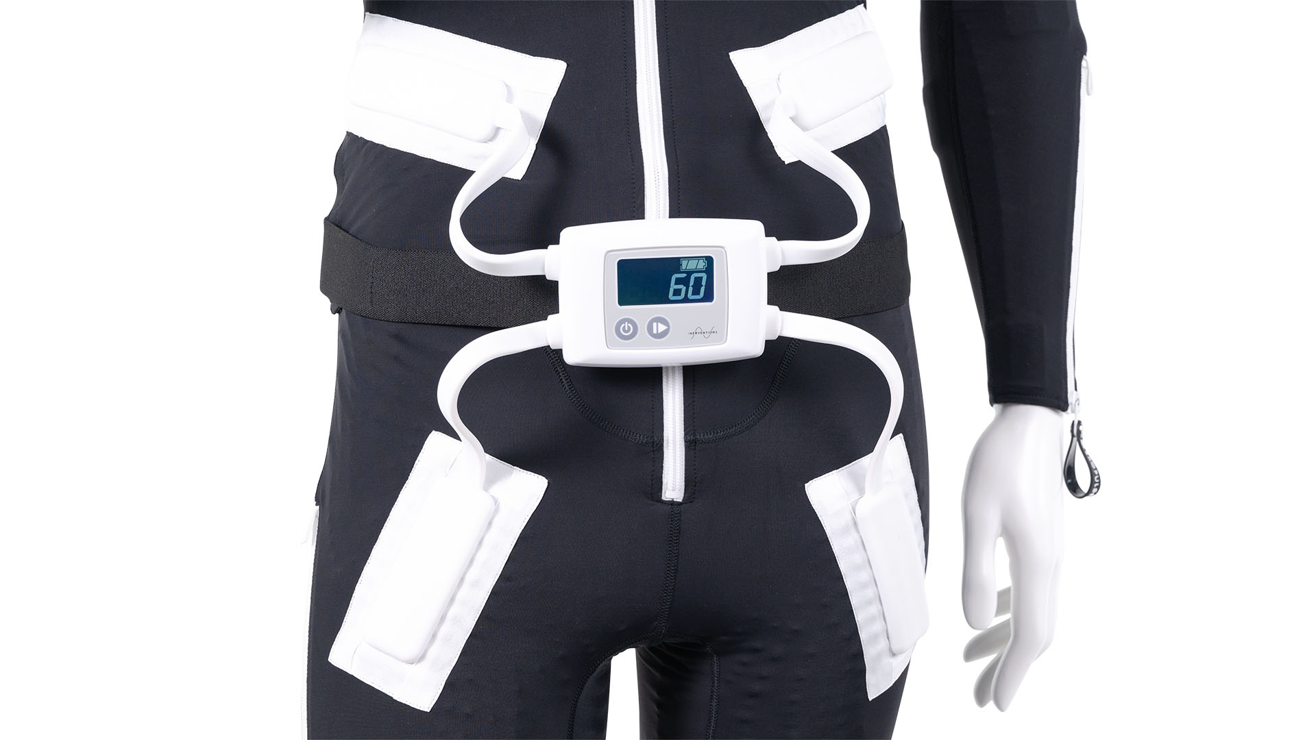 Close up image of Ottobock Exopulse Mollii Suit, focus on control unit