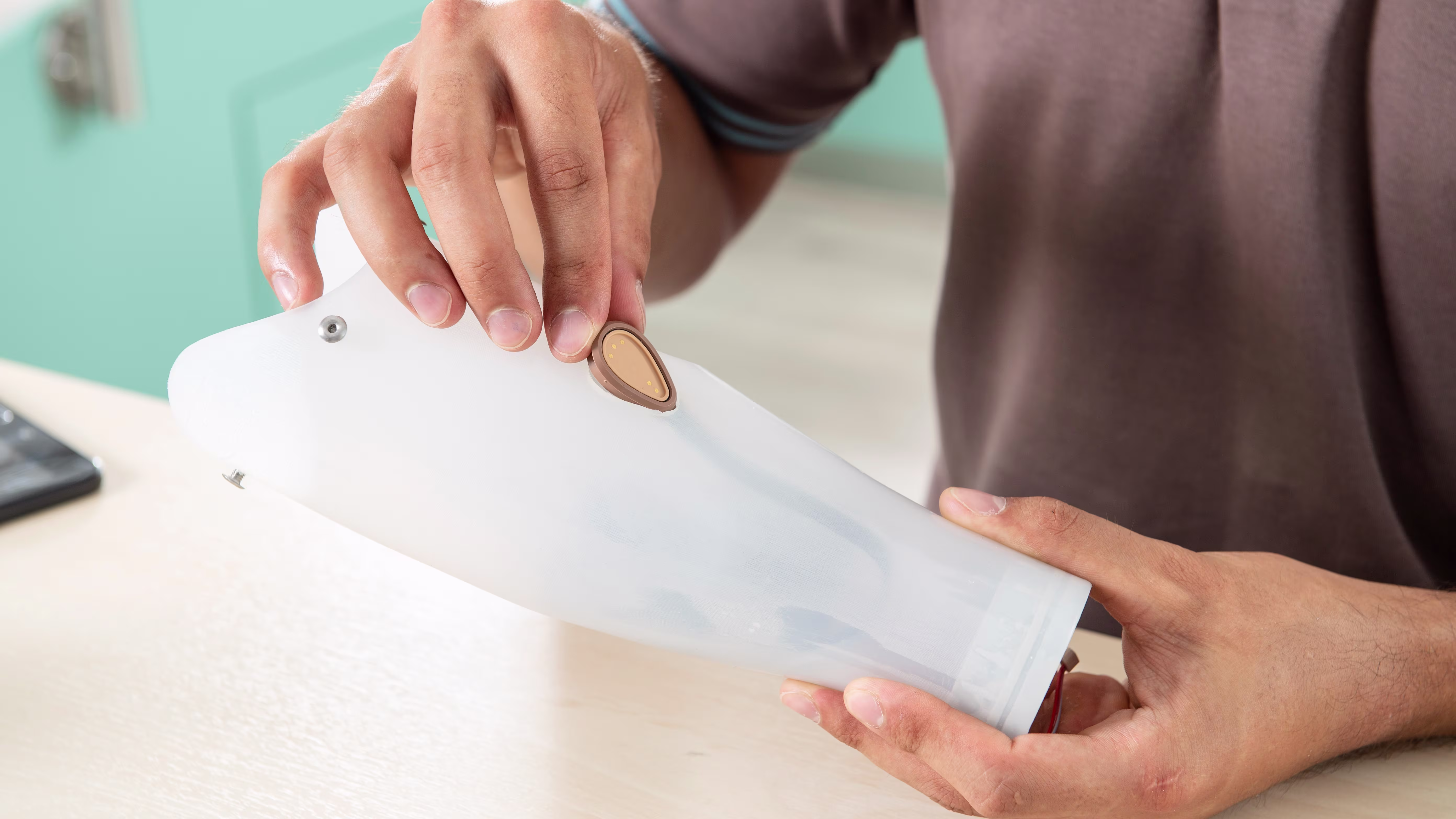 Setting up an upper limb trial prostheses.