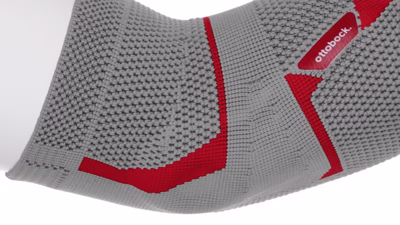 A close up shot of the fabric and material of an Ottobock arm brace