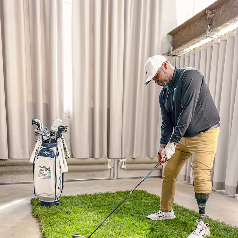 Ottobock North America Ambassador, Carlos Brown, playing golf