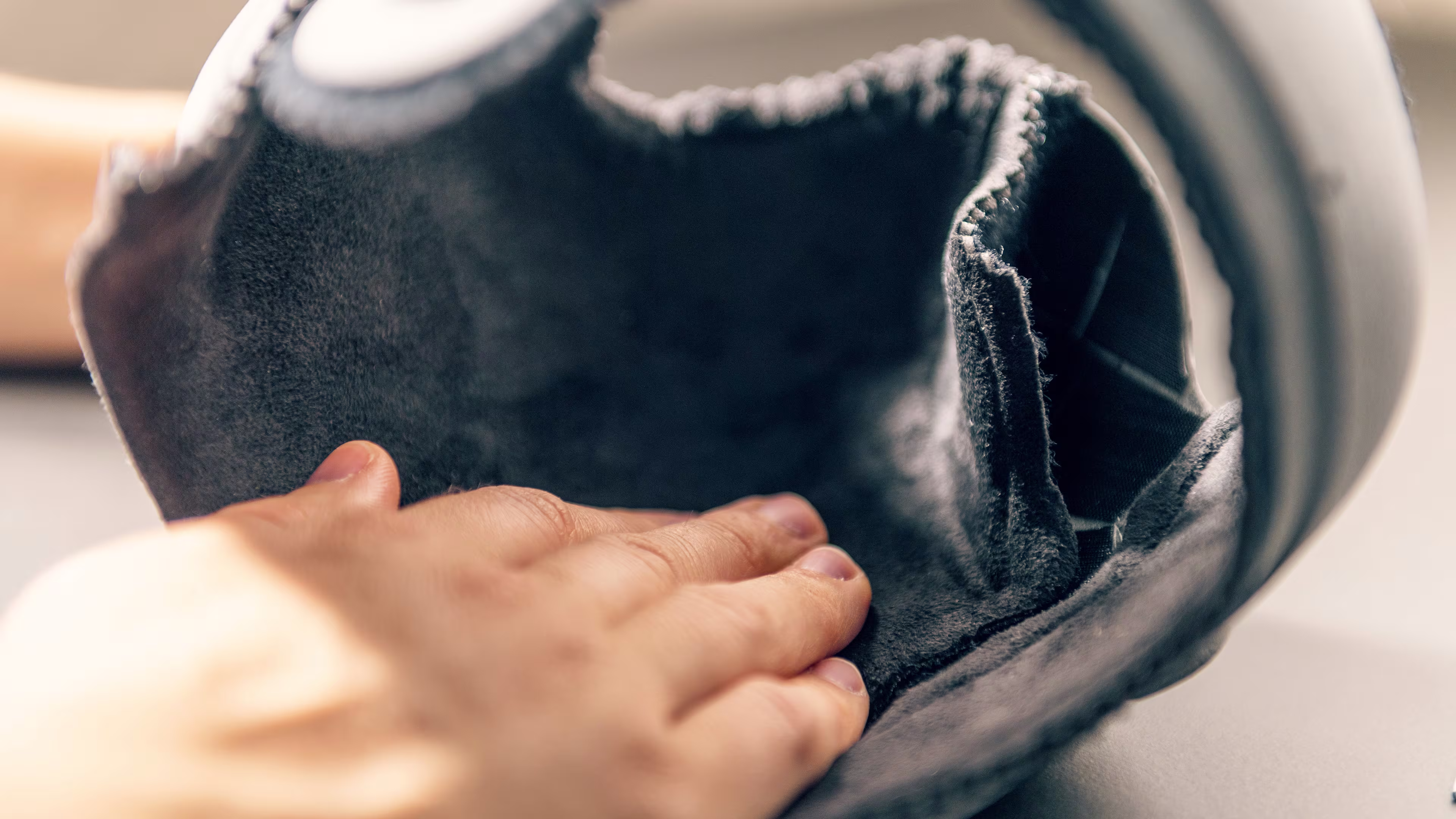 Closeup of Ottobock’s cranial remolding orthosis MyCRO Band showing soft removable inner lining.