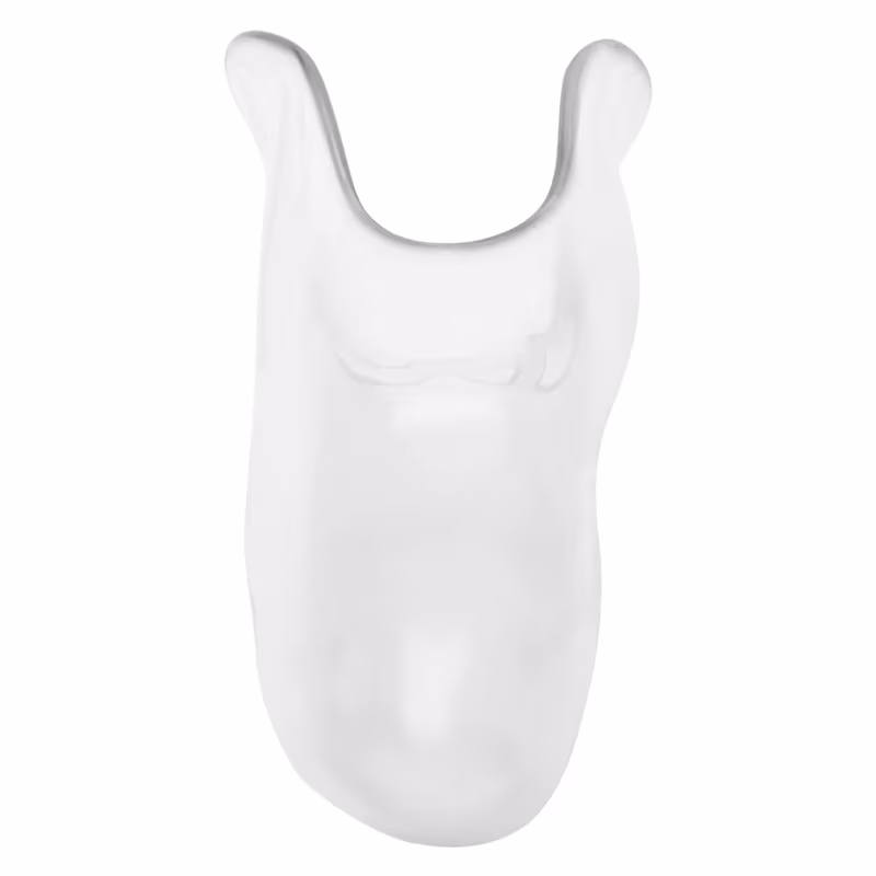 Oggetto scultoreo bianco astratto che ricorda la testa di animale stilizzata utilizzata nello spazio di progettazione di Ottobock.