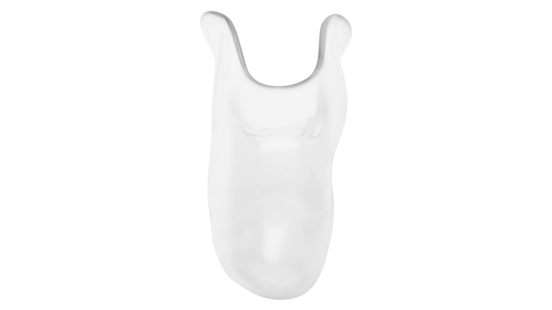 Abstract white sculptural object resembling stylized animal head used in Ottobock design space.