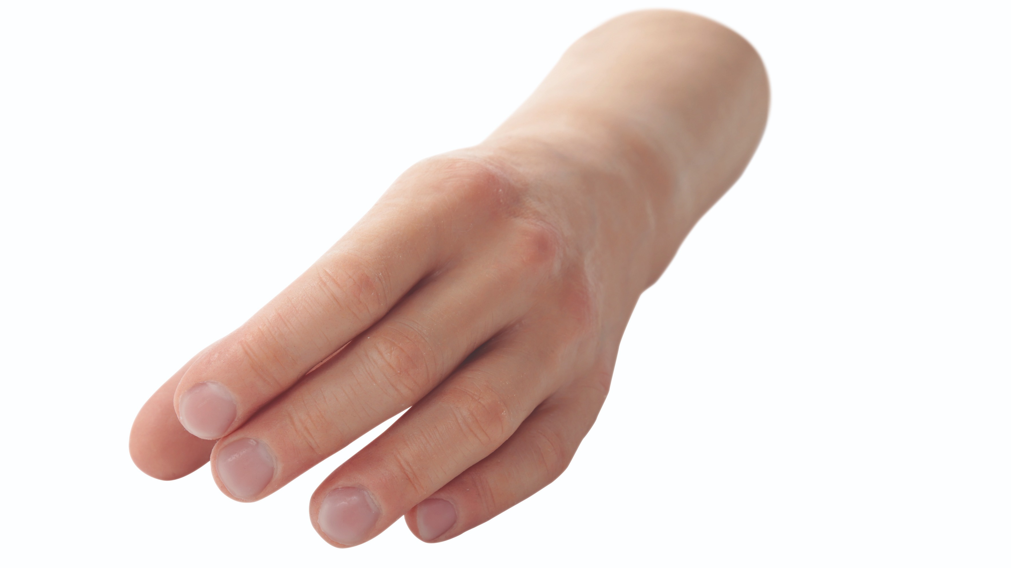 Una mano de silicona teñida de piel