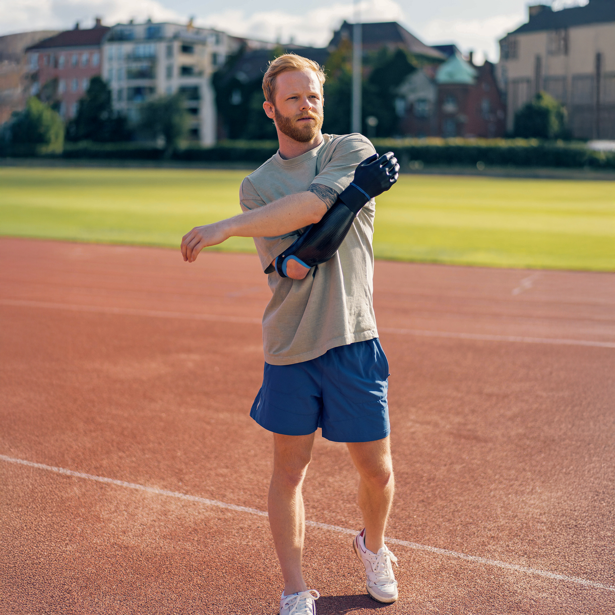 Ottobock user Cameron warming up before a workout.