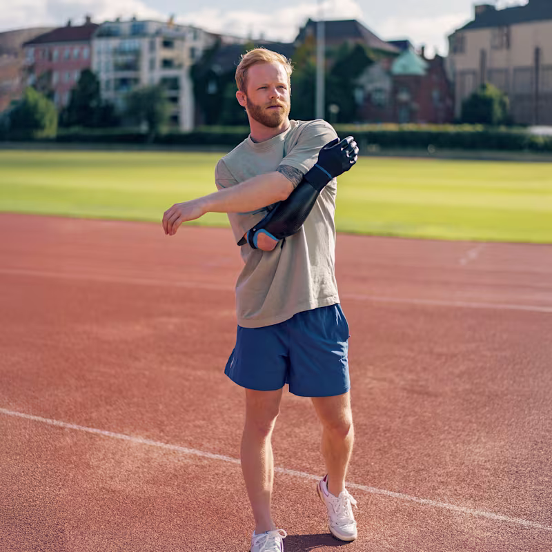Ottobock user Cameron warming up before a workout.