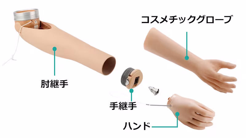 義手パーツ 構造と仕組み 殻構造 ハンド/手継手/肘継手/グローブ
