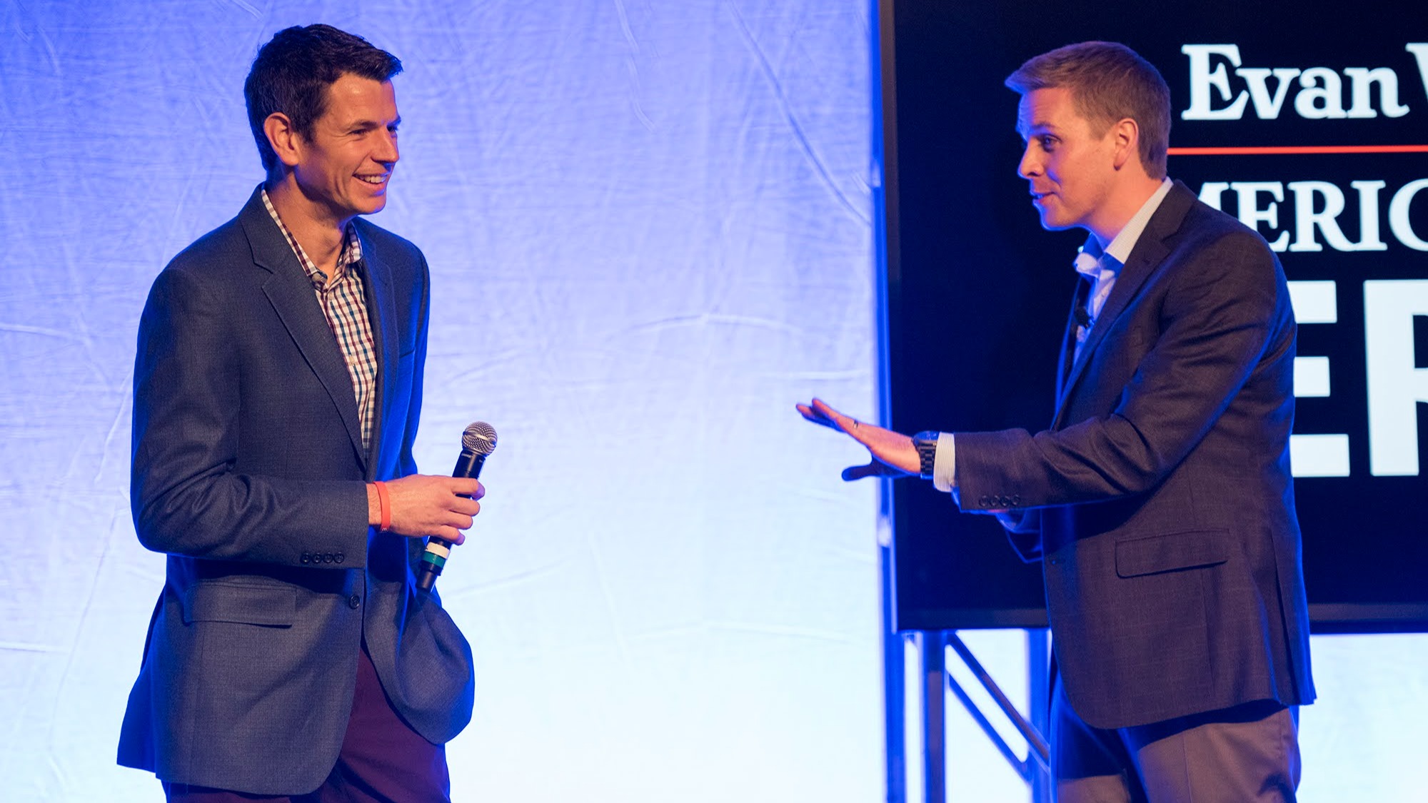 Adam Popp speaking at an Evan Williams event