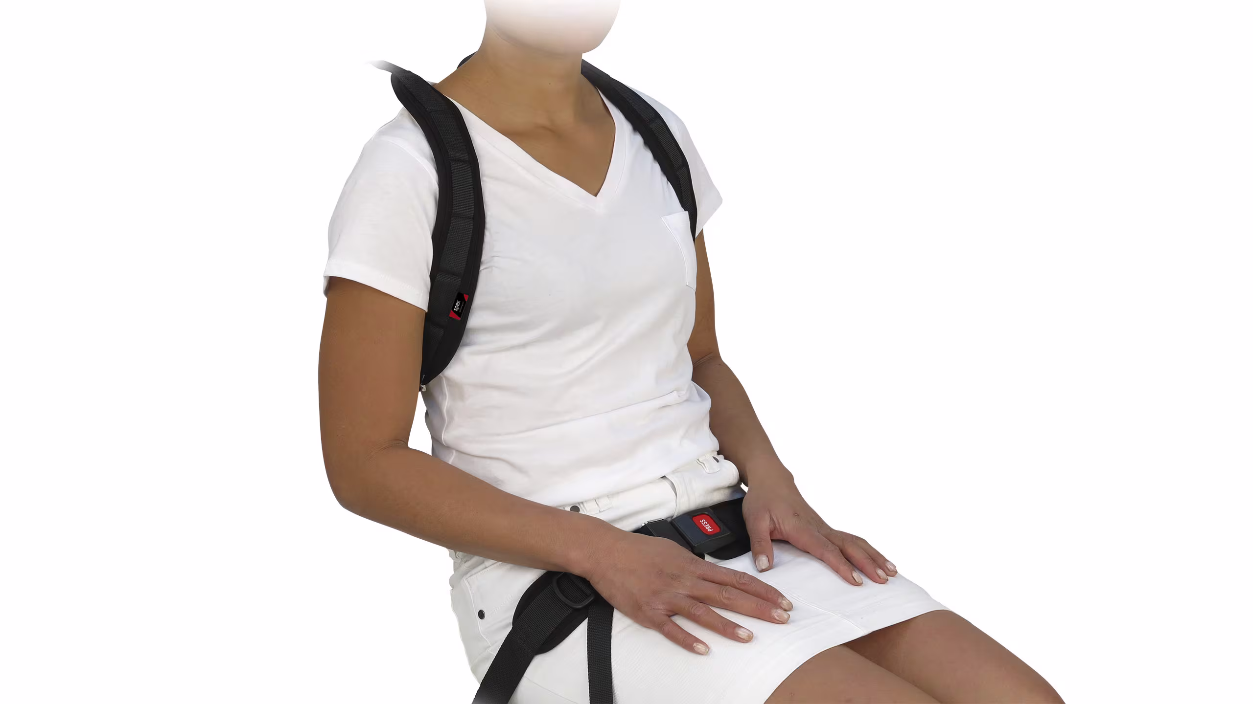 Esempio di stabilizzatore pettorale Spex di tipo dritto per lasciare libero tronco e petto sipportando le spalle