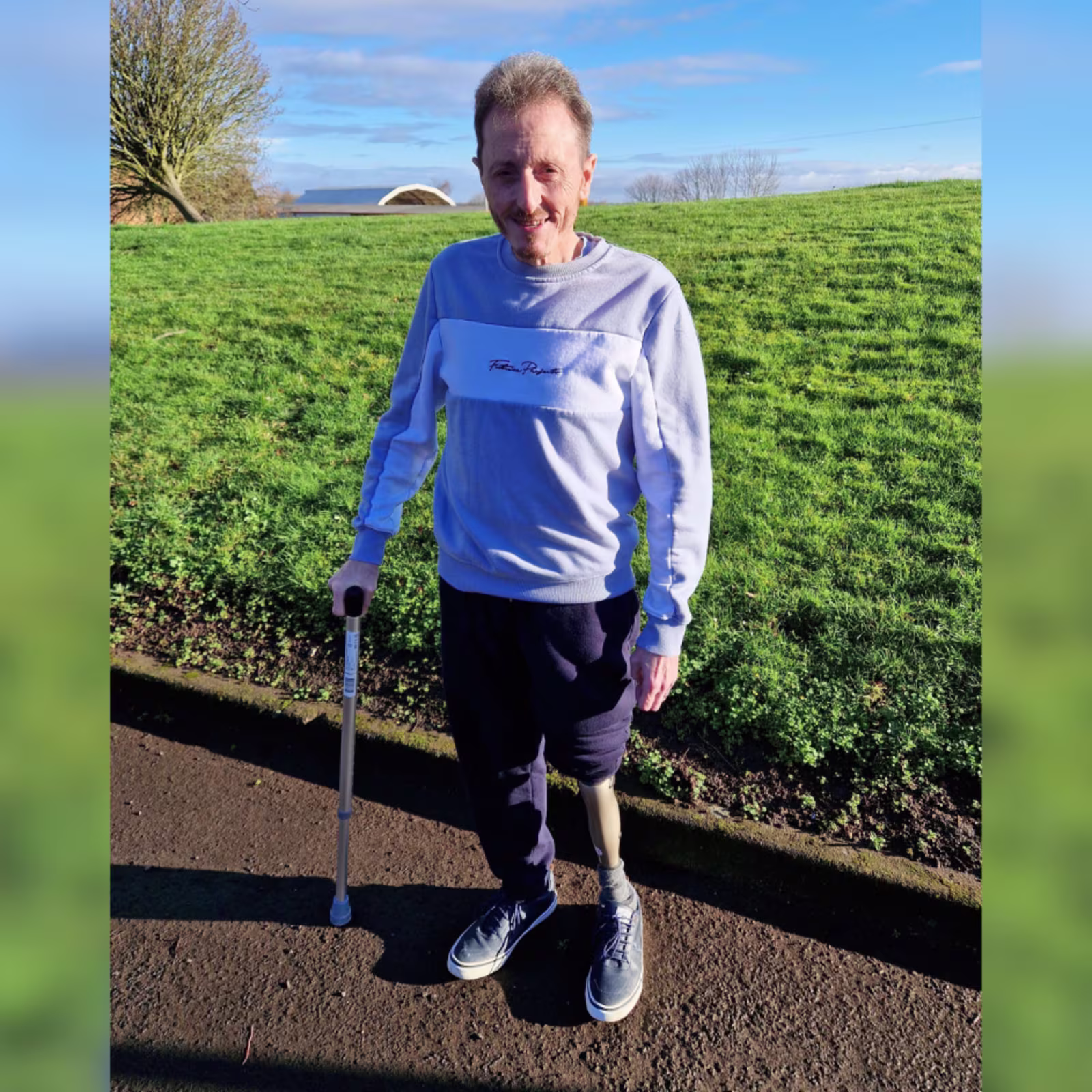 Peter L standing with his Kenevo Microprocessor Knee from Ottobock