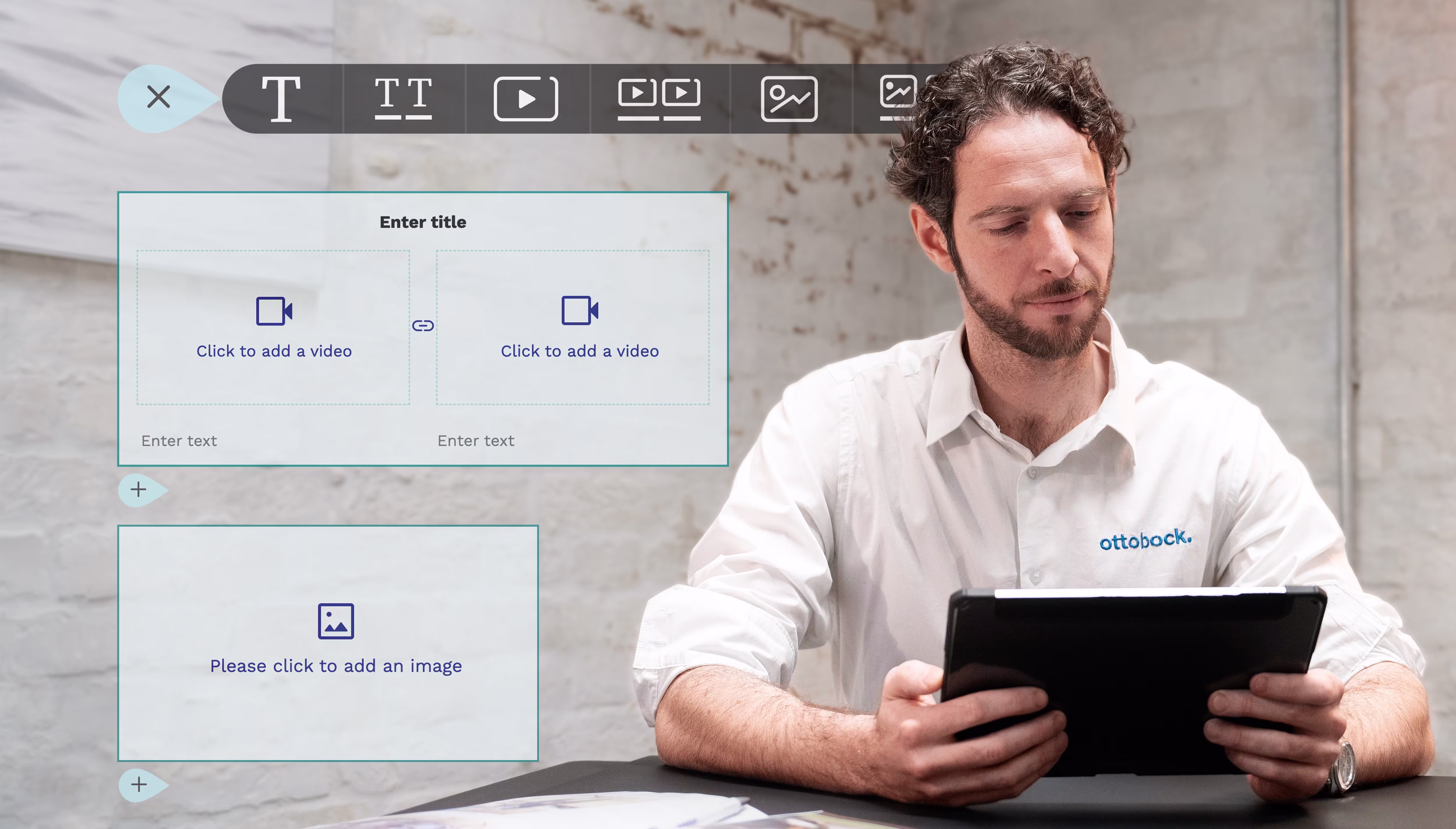 Healthcare professional navigating upload options on smart documentation app.