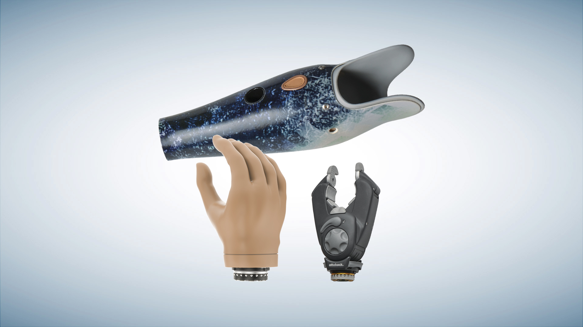 Ottobock speedhand and Greifer prosthetic hand components.