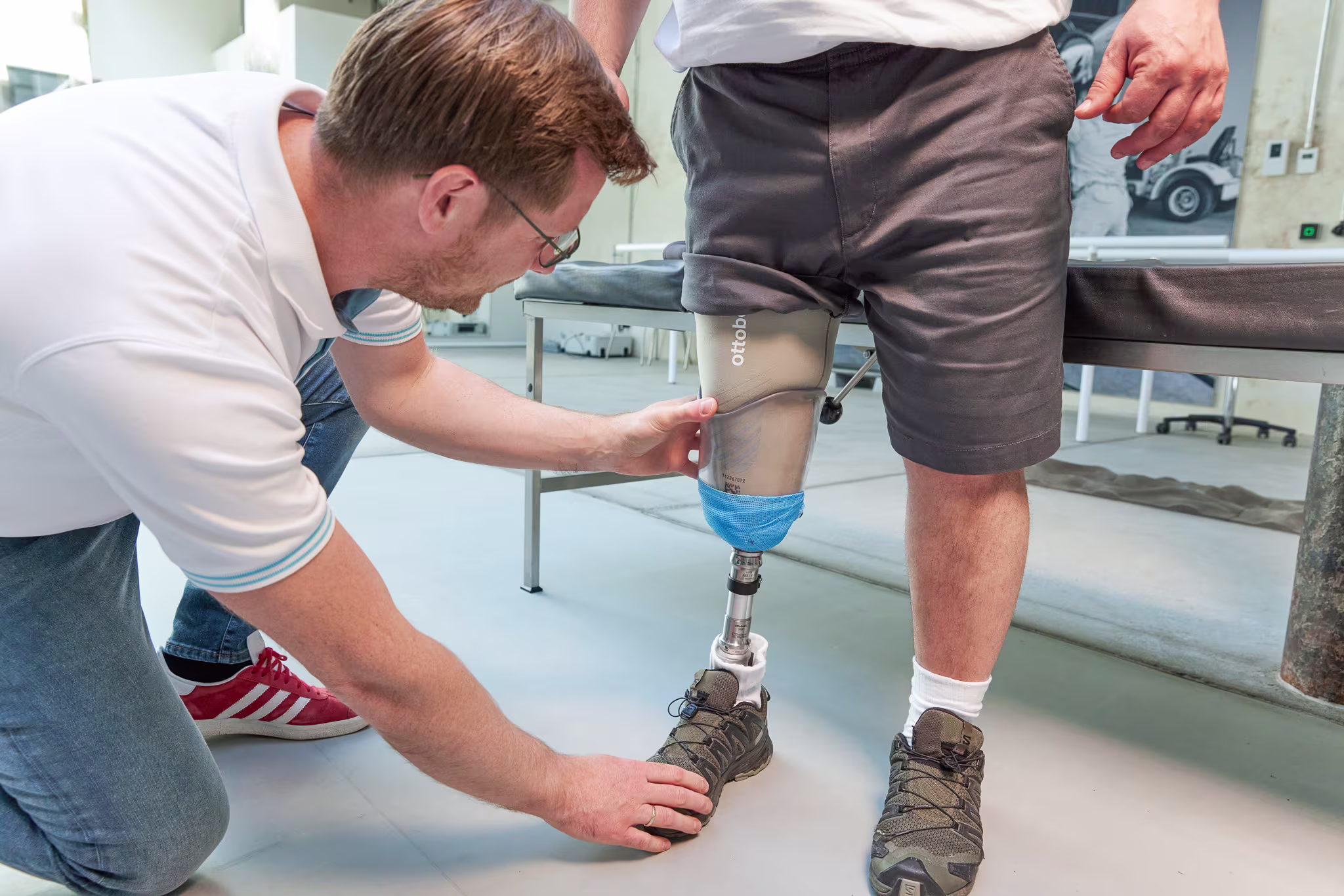 CPO checks static alignment of prosthesis with Ottobock’s MyFit TT test socket.