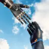A prosthetic glove touches the tip of the finger of an Ottobock bebionic hand