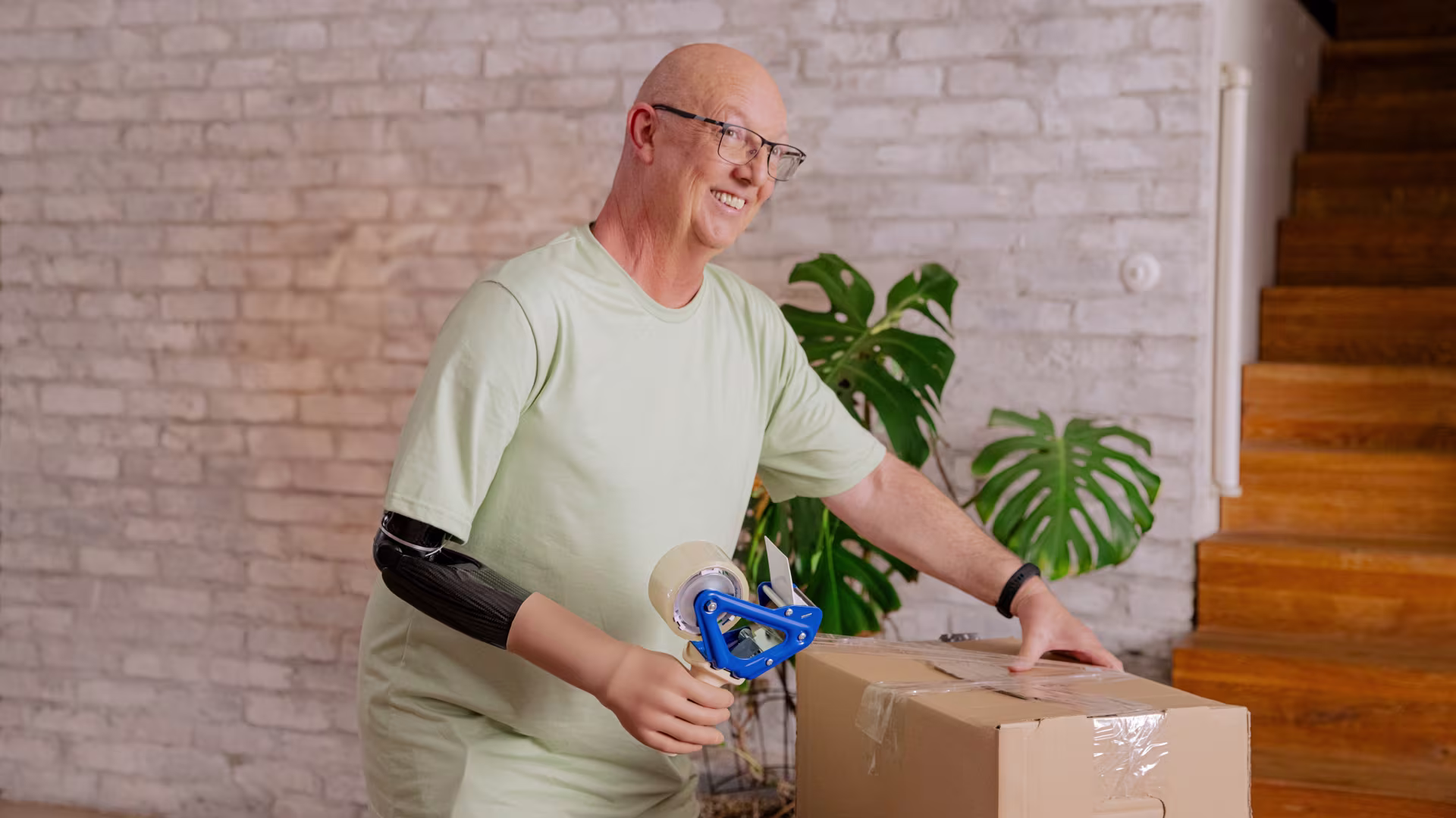 Ralf using the Speedhand myoelectric prosthetic hand, demonstrating its functionality in everyday activities.