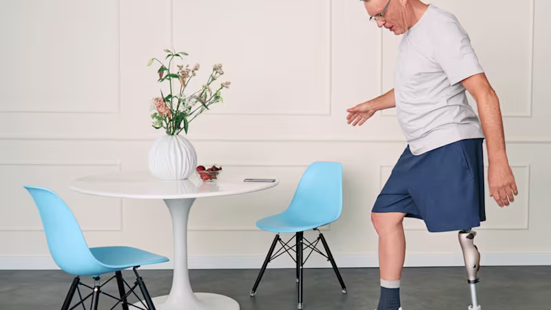 A Kenevo microprocessor-controlled prosthetic knee walking in a clinic