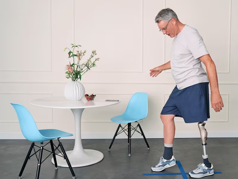 A Kenevo microprocessor-controlled prosthetic knee walking in a clinic