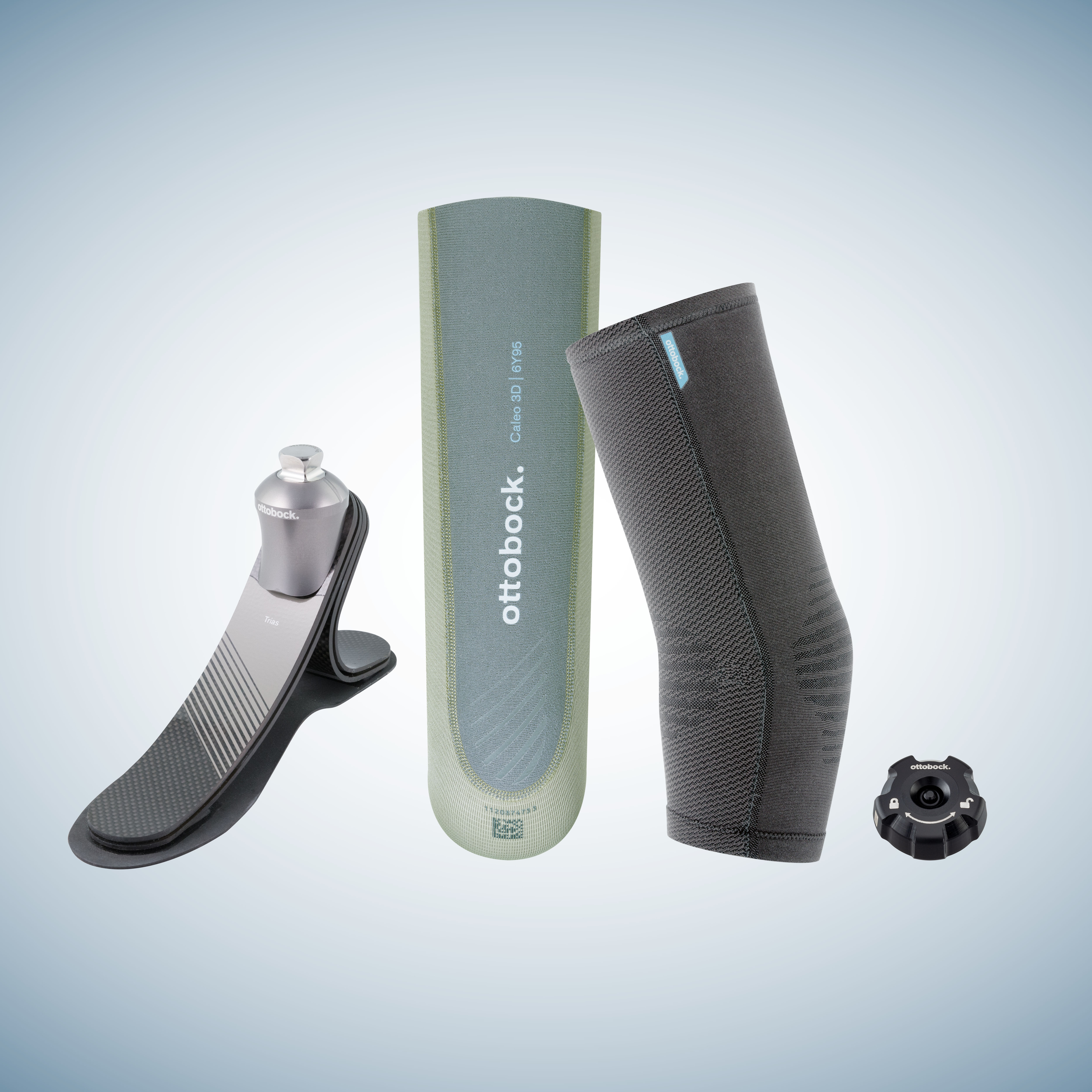 Ottobock Trias foot with Caleo 3D liner, ProFlex Plus sealing sleeve, and QuickValve suspension system.
