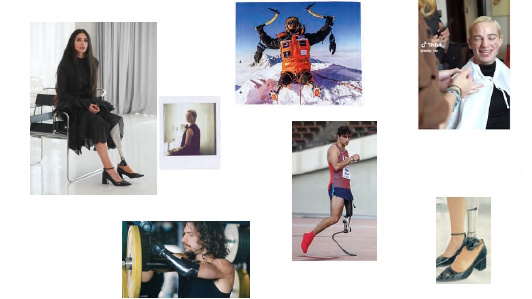 Eine Collage von Fotos von Menschen aus der Gliedmaßen Loss Extremity Difference Gemeinschaft.