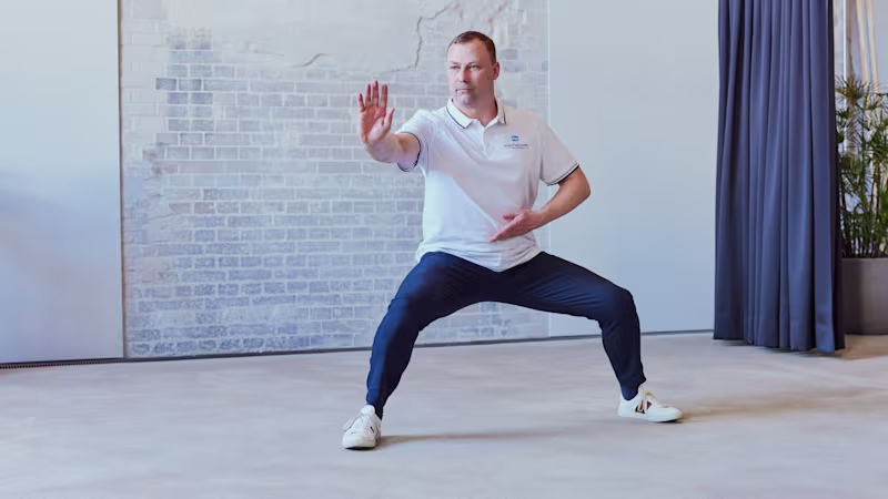 Tai chi instructor Mirko Lorenz practices the 7-step form