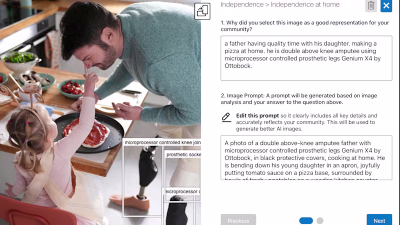 The #DearAI Community Library by Microsoft being used in real-time to illustrate how users will inform and teach the AI System to identify disabilities to create more inclusive AI-generated content.
