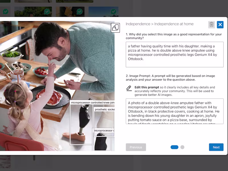 The #DearAI Community Library by Microsoft being used in real-time to illustrate how users will inform and teach the AI System to identify disabilities to create more inclusive AI-generated content.