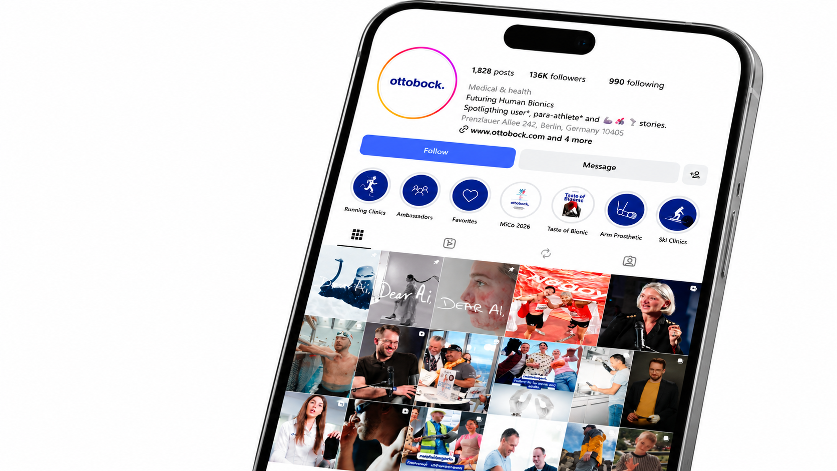 Follow Ottobock on Instagram for inspiring stories, innovative prosthetics, human bionics, para-athletes, and insights into a world of mobility and inclusion.