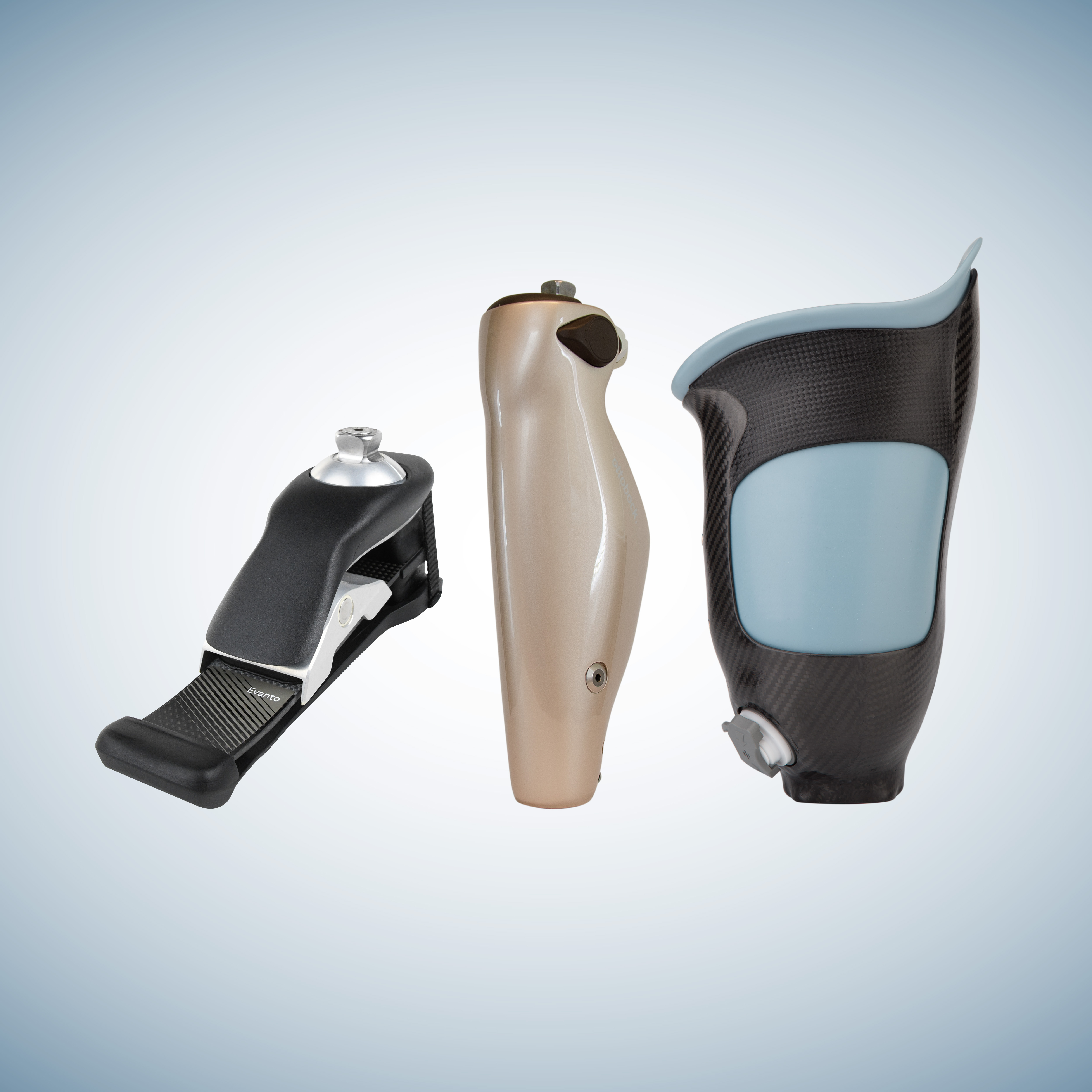 Evanto prosthetic foot, C-Leg 4 prosthetic knee, and SiOCX TF Pro socket for above-knee prostheses