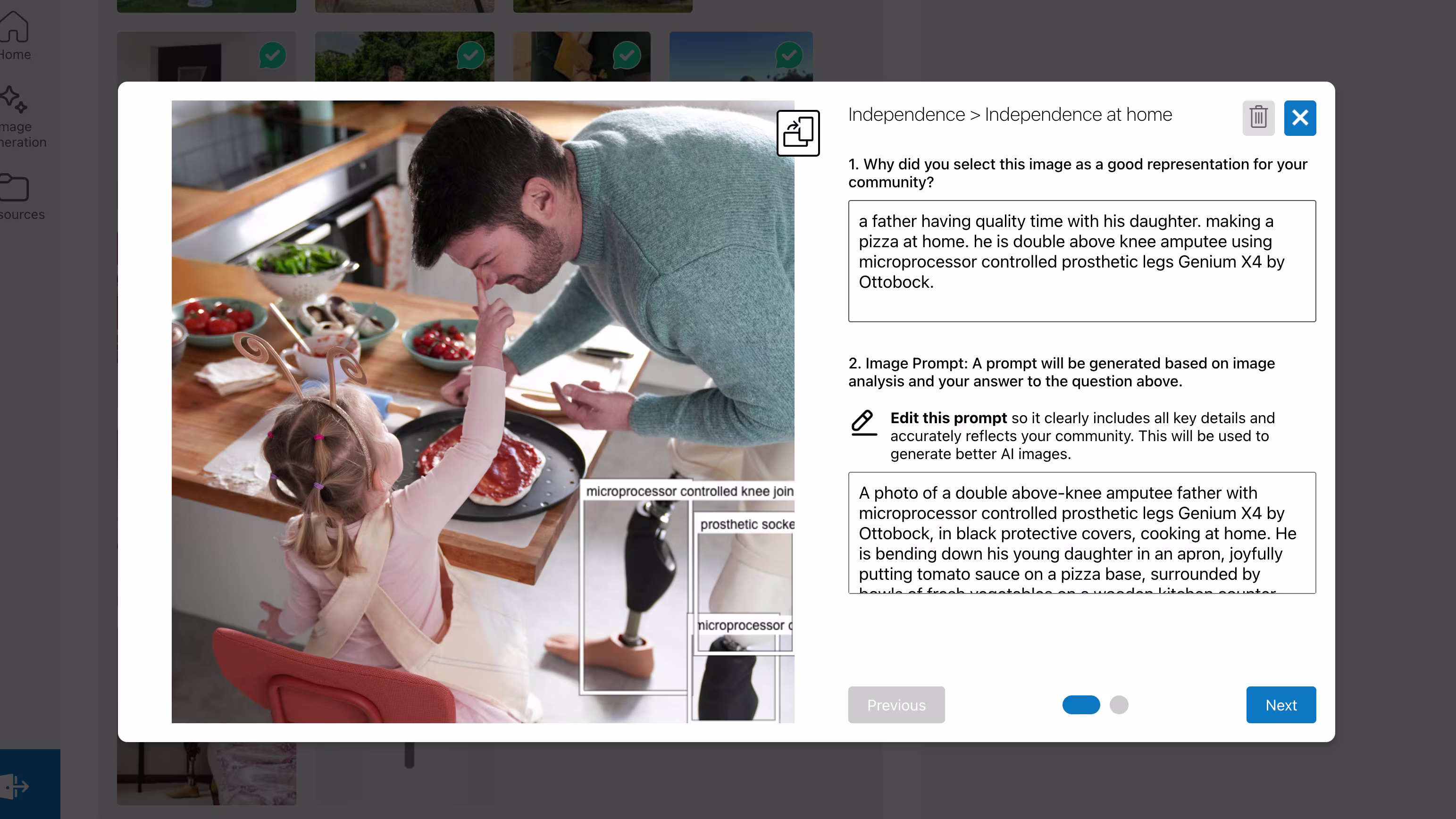 A screenshot of the #DearAI Community Library by Microsoft, demonstrating how the AI system is learning how to properly generate disabilities in AI-generated content and media