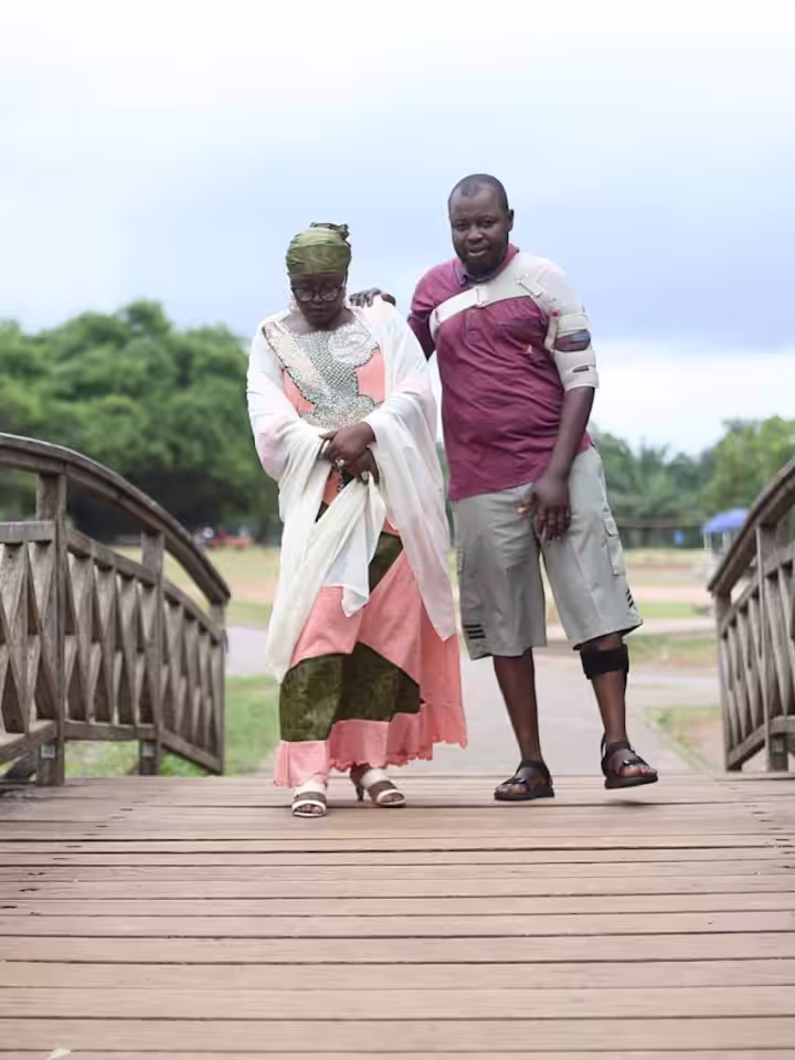 Stroke patient goes for a walk