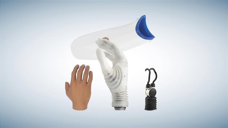 Ottobock Michelangelo Hand and AxonHook prosthetic hand components.