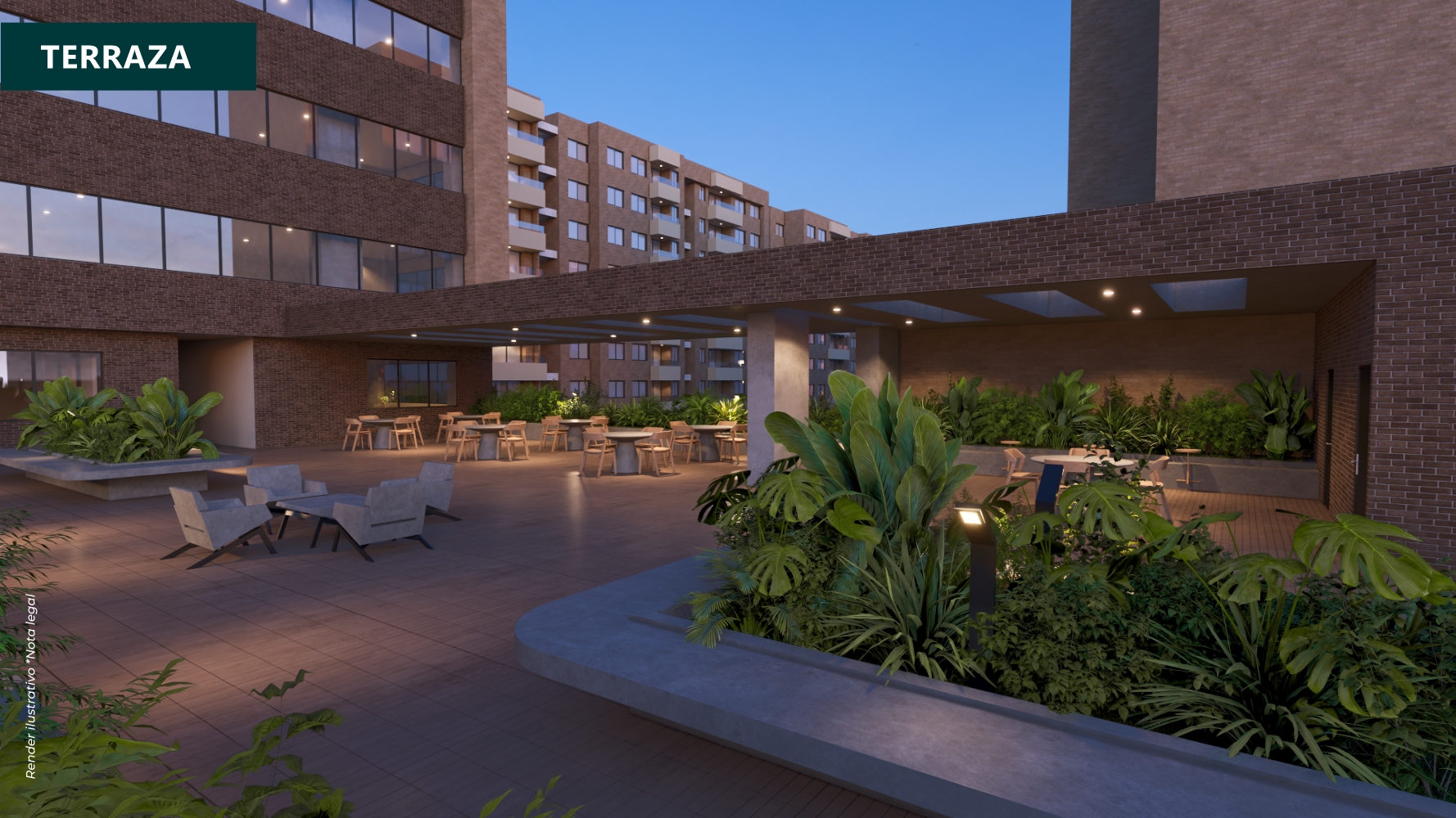 terraza distrito del rio ayc render