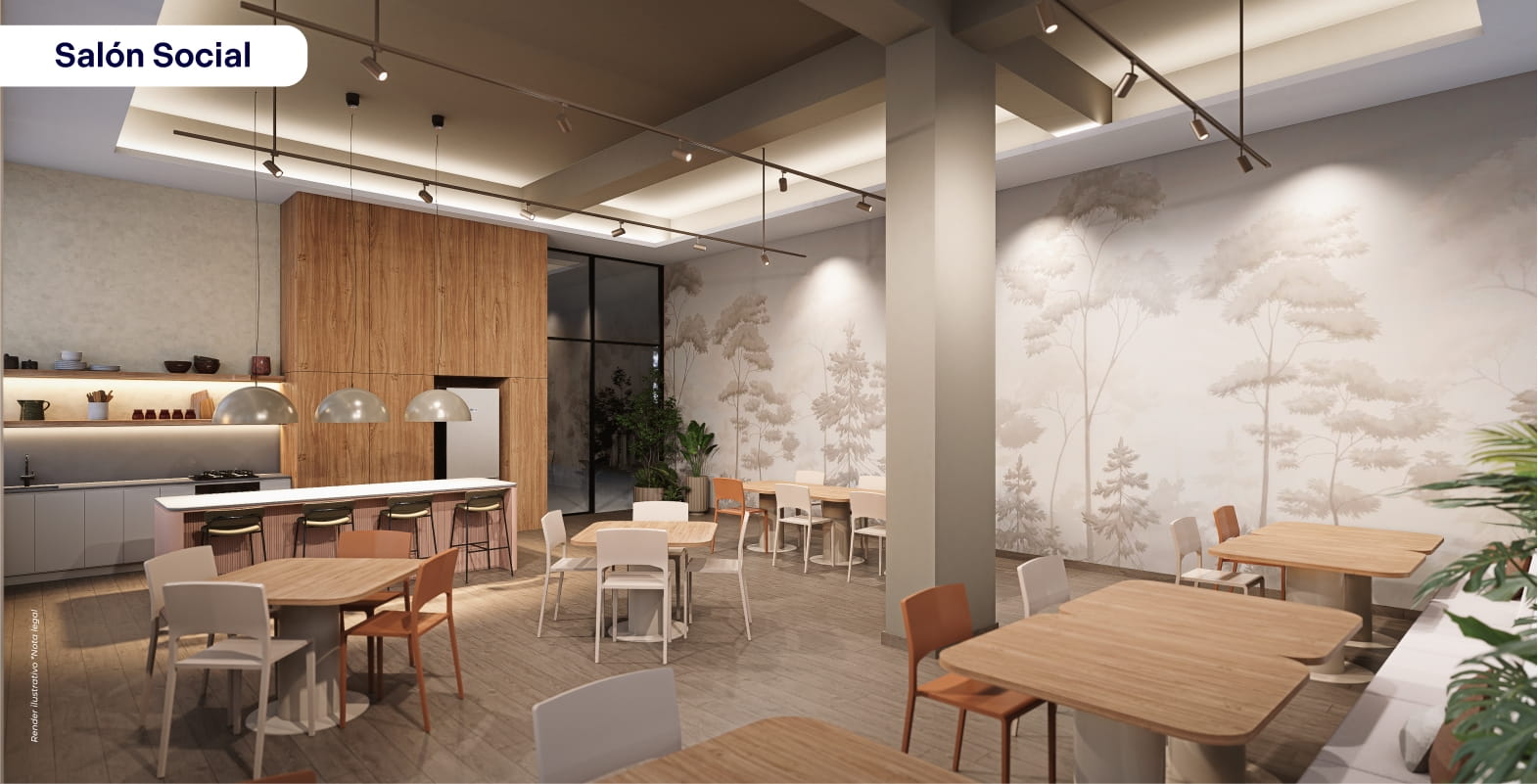 render alma del rio salón social