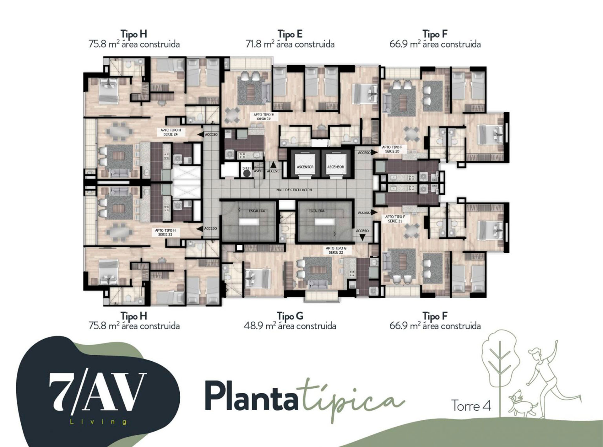 Planta Típica Torre 4 Séptima Avenida