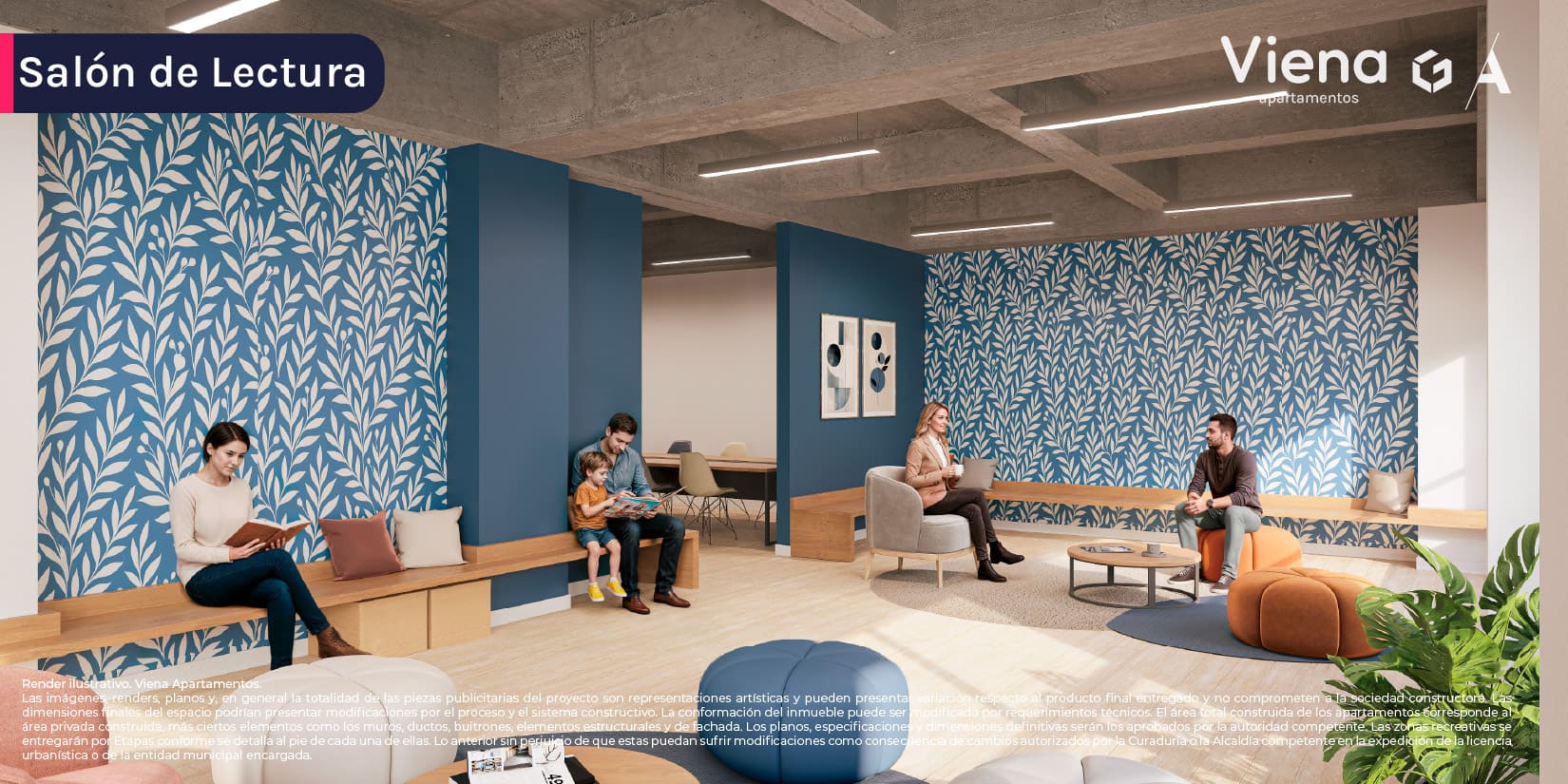 render viena salón de lectura