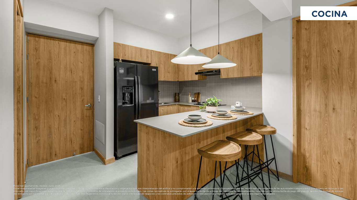 ciudad de bosque- Render -apto cocina