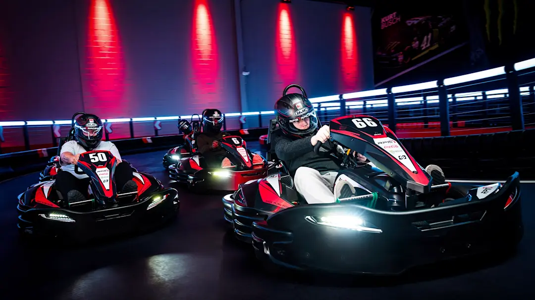 go kart racing red lights friends and family