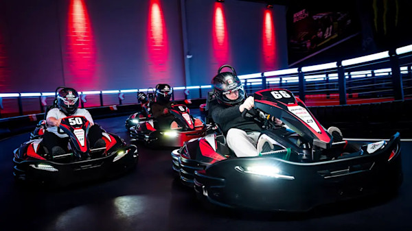 go kart racing red lights friends and family