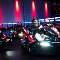 go kart racing red lights friends and family