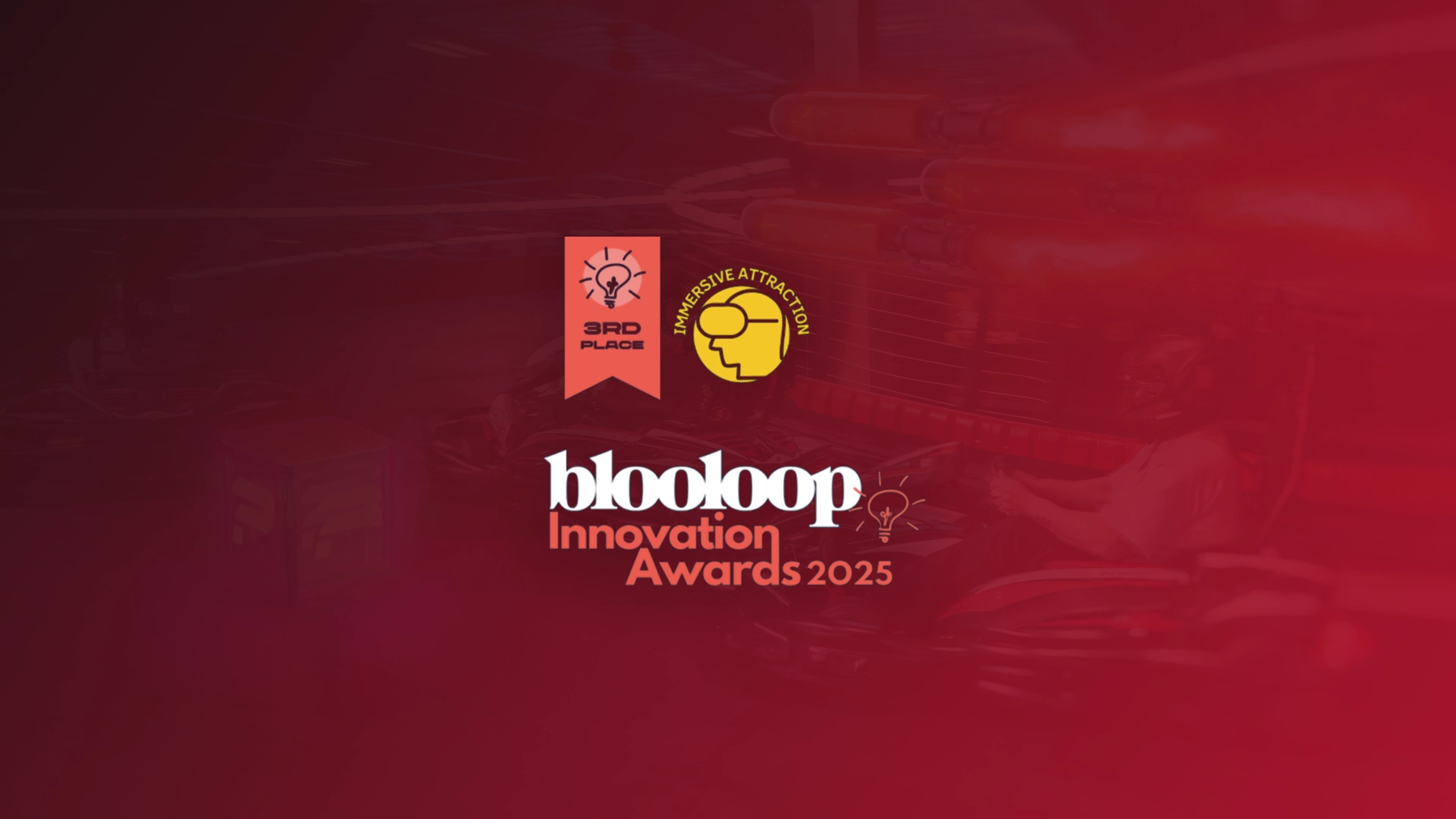 Blooloop Innovation Awards 2025 graphic highlighting a third place win in the immersive attraction category.