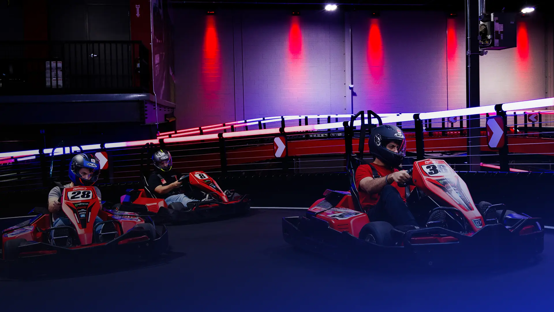 leagues lessons camps header at rpm raceway red go karts competing on track