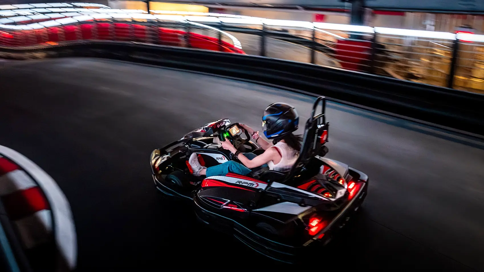 girl racing go kart