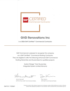 GAF Certified Commercial Contractor