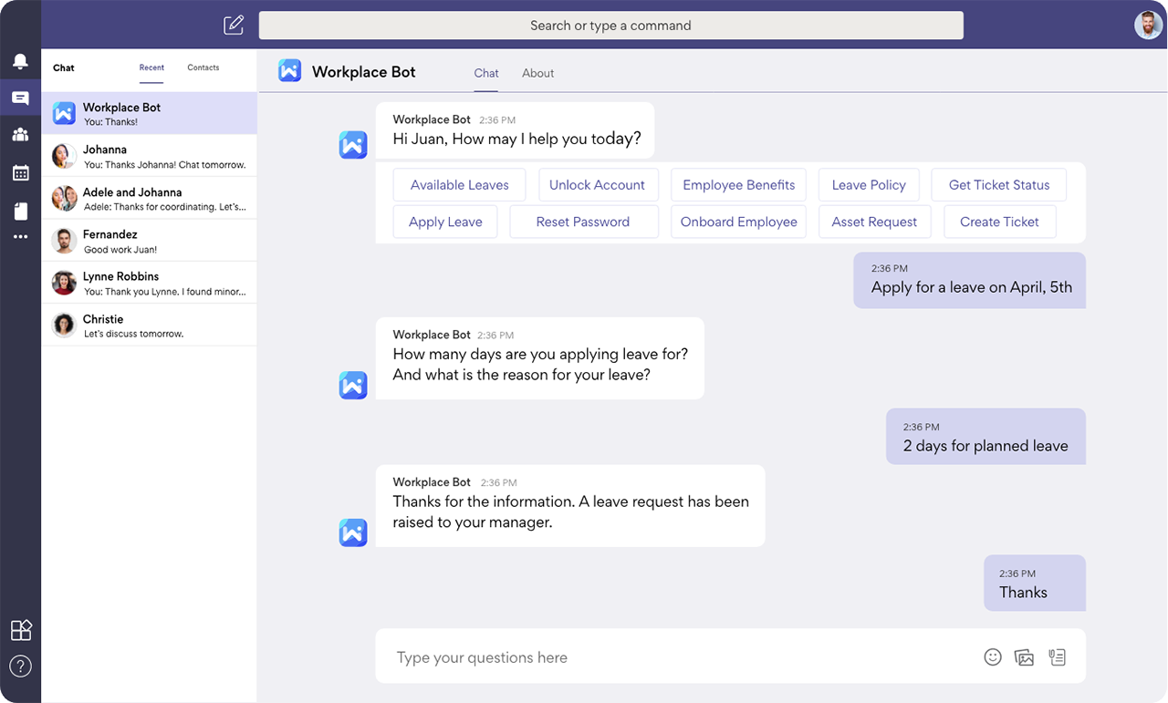 Microsoft Teams Bots to automate IT support