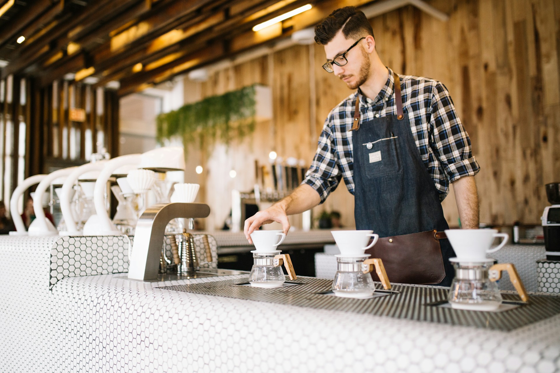 A coffee barista at work