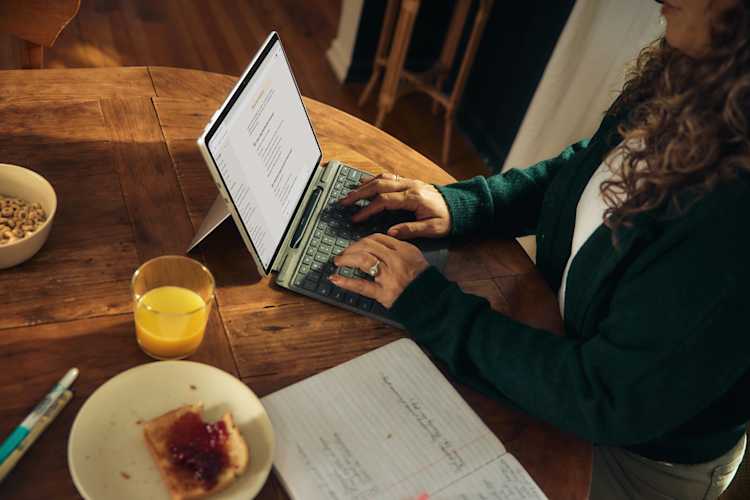 woman using ai for work landscape