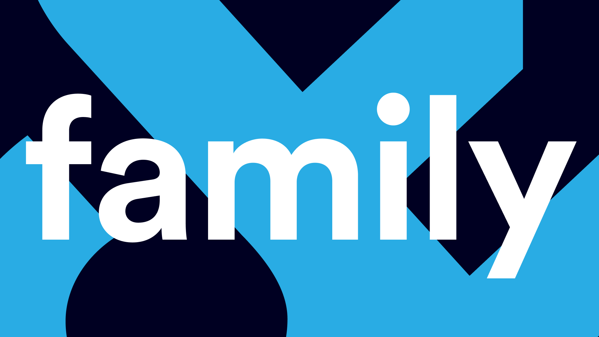 Text „family“ auf einem Teil des Scholz&Friends Logos in Türkis auf schwarzem Hintergrund