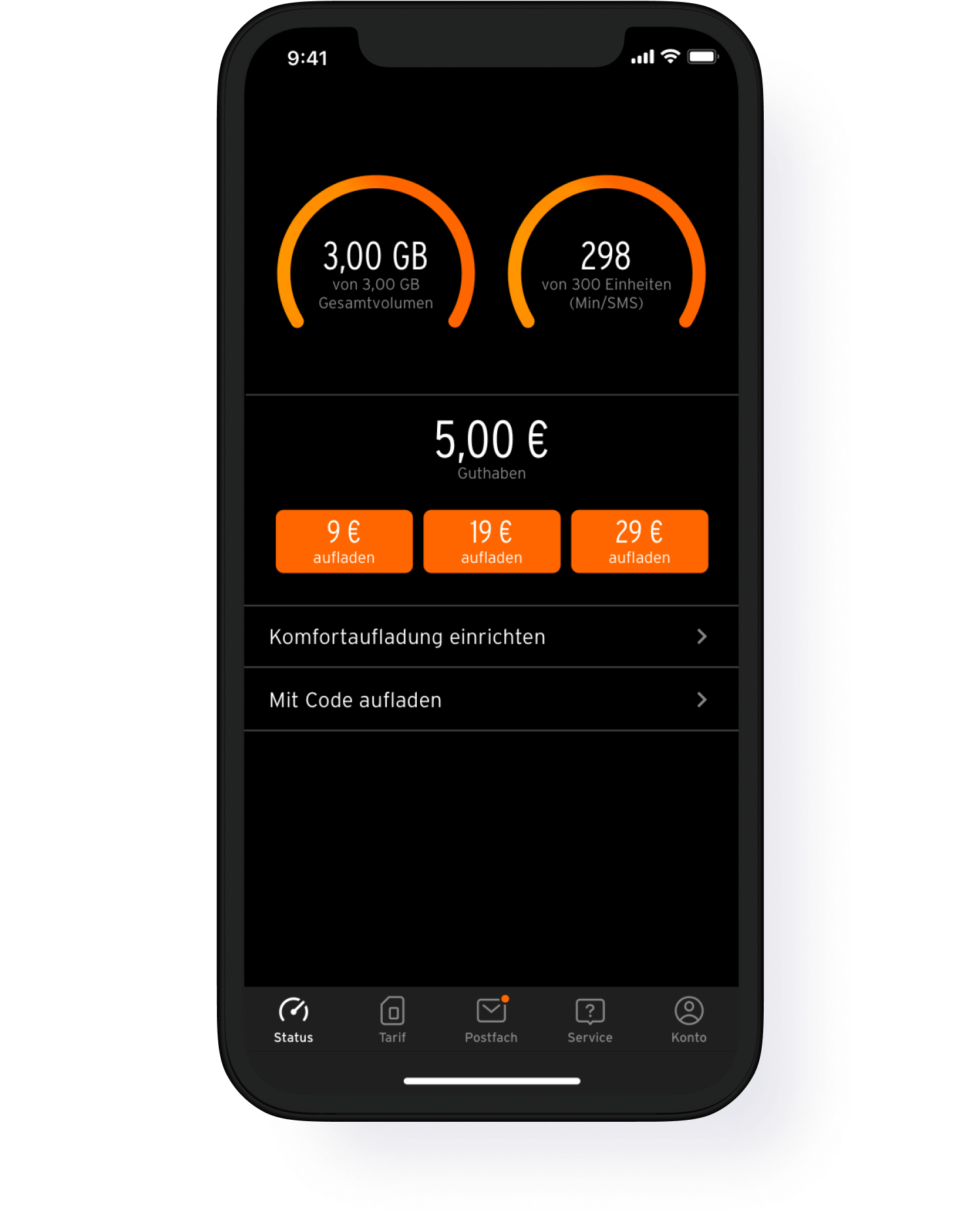 Auf einem Handy ist die Übersicht vom Otelo Guthaben zusehen