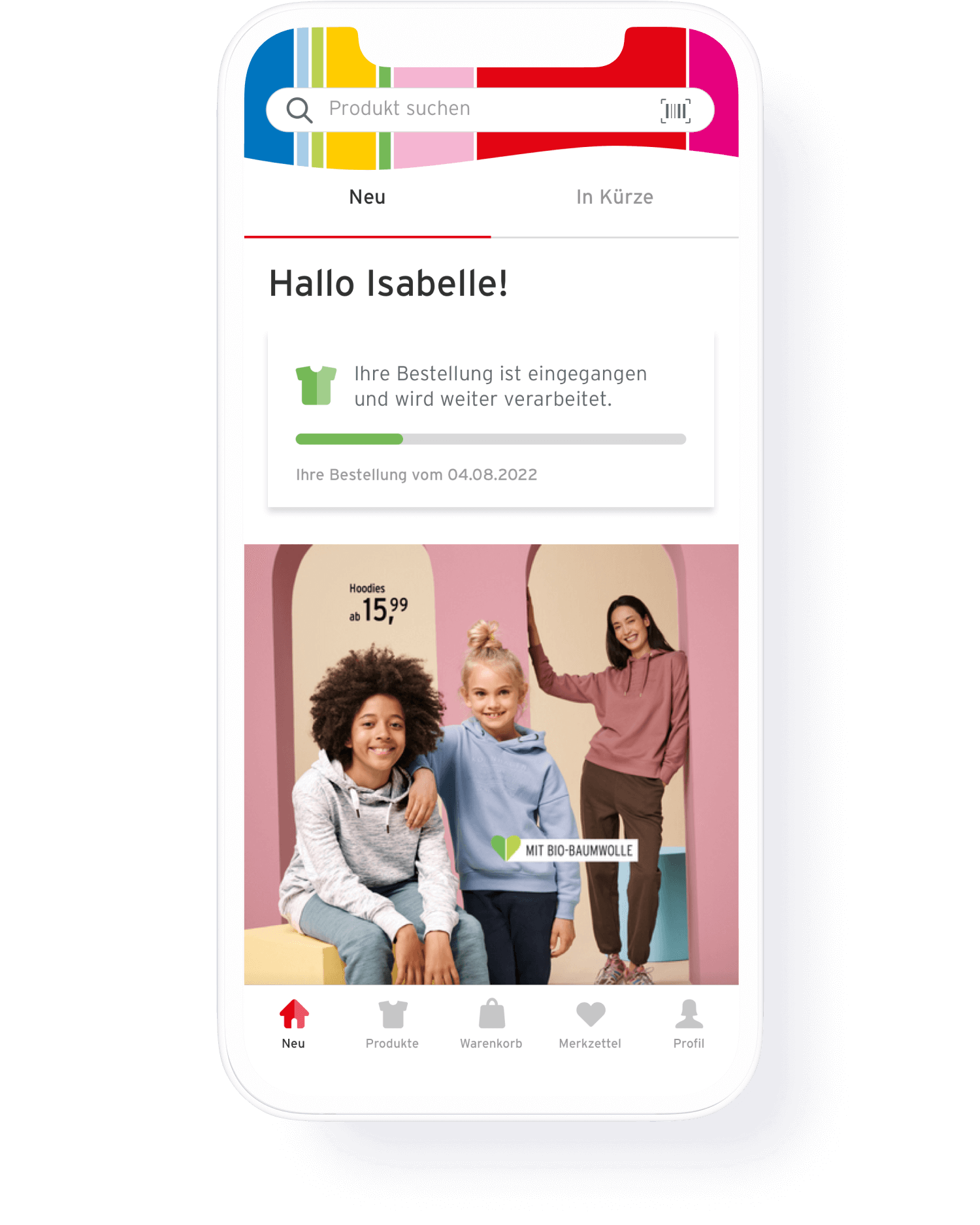 Auf einem Handy ist ein Bild von 3 Mädchen die Hoodies tragen