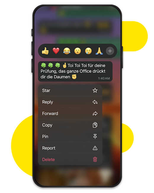Case | Netto EB | Gallery 2 Handy mit der Nachricht „Toi Toi Toi für deine Prüfung, das ganze Office drückt dir die Daumen“